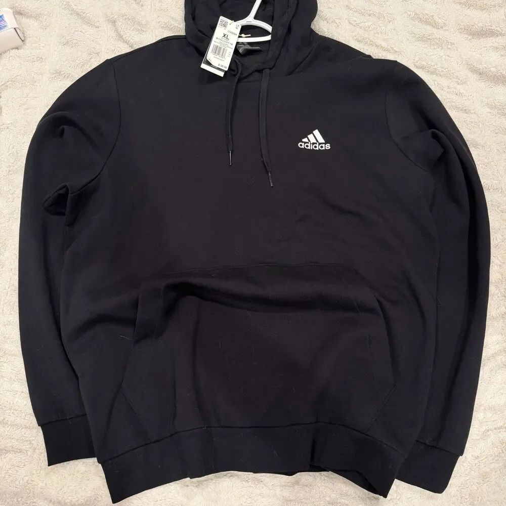 adidas Essentials Feelcozy Fleece Hoodie Men’s XL Black White NWT GV5294